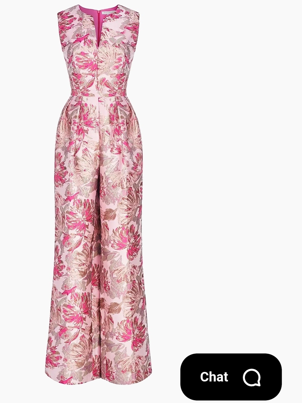 Kay Unger Cleo Metallic Floral Jacquard Jumpsuit